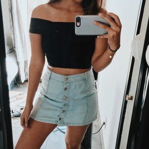 Black stretchy off the shoulder croptop